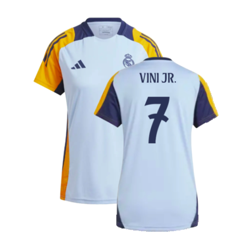 2024-2025 Real Madrid Training Shirt (Glow Blue) - Womens (Vini Jr. 7)