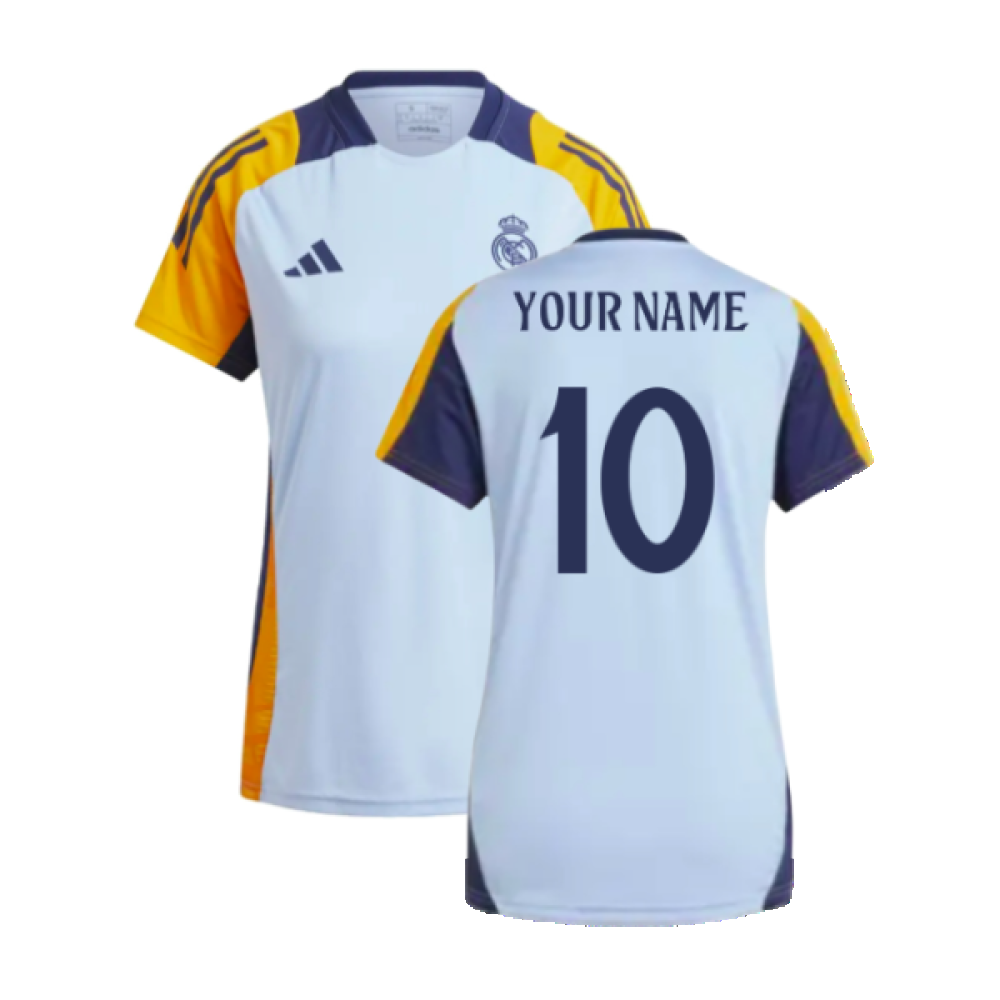 2024-2025 Real Madrid Training Shirt (Glow Blue) - Womens (Your Name)