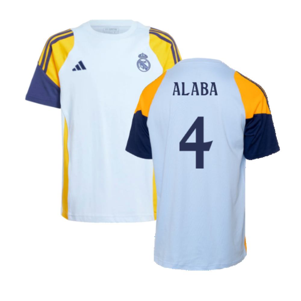 2024-2025 Real Madrid Training Tee (Glow Blue) - Kids (Alaba 4)