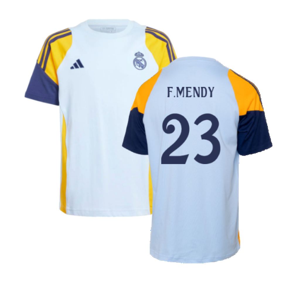 2024-2025 Real Madrid Training Tee (Glow Blue) - Kids (F.Mendy 23)