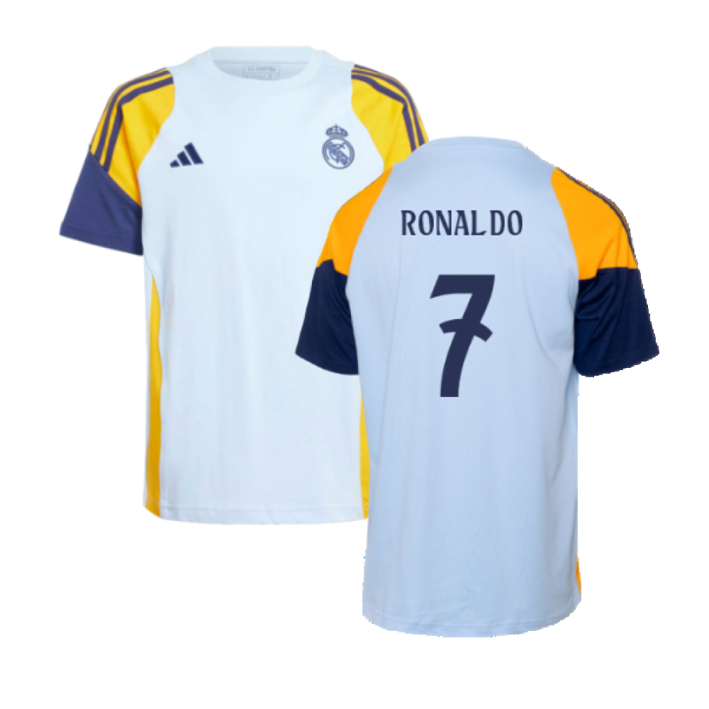 2024-2025 Real Madrid Training Tee (Glow Blue) - Kids (Ronaldo 7)