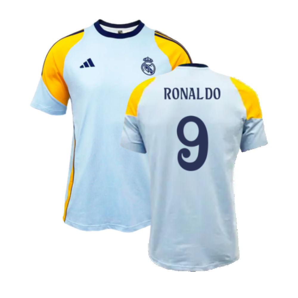 2024-2025 Real Madrid Training Tee (Glow Blue) (Ronaldo 9)