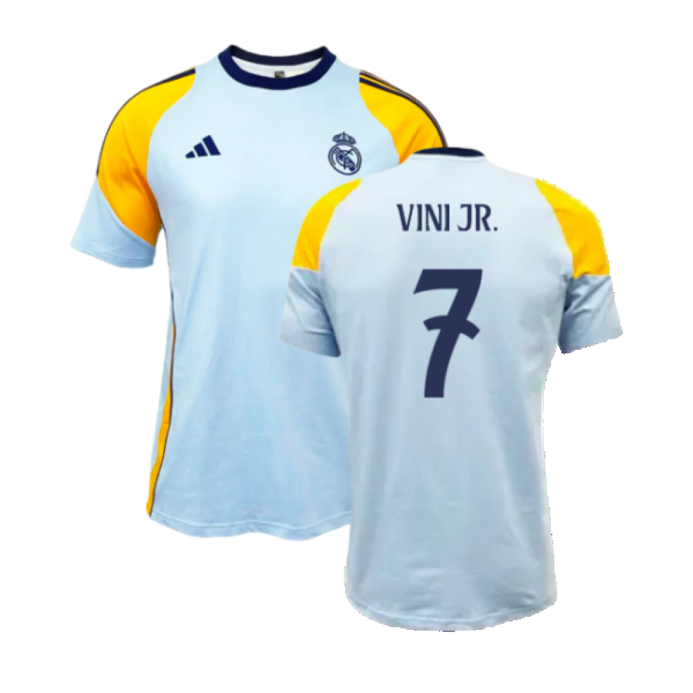 2024-2025 Real Madrid Training Tee (Glow Blue) (Vini Jr. 7)