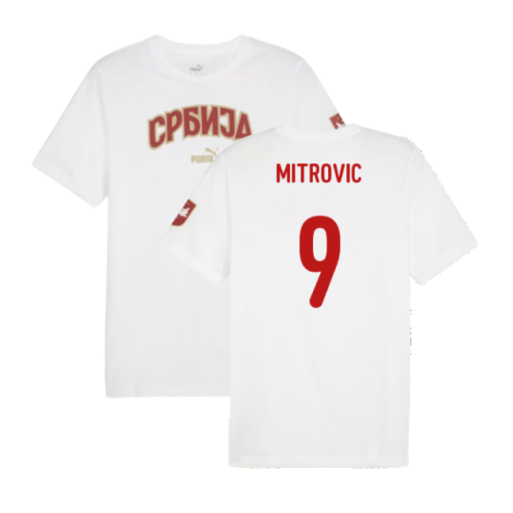 2024-2025 Serbia FtblIcons Tee (White) (Mitrovic 9)