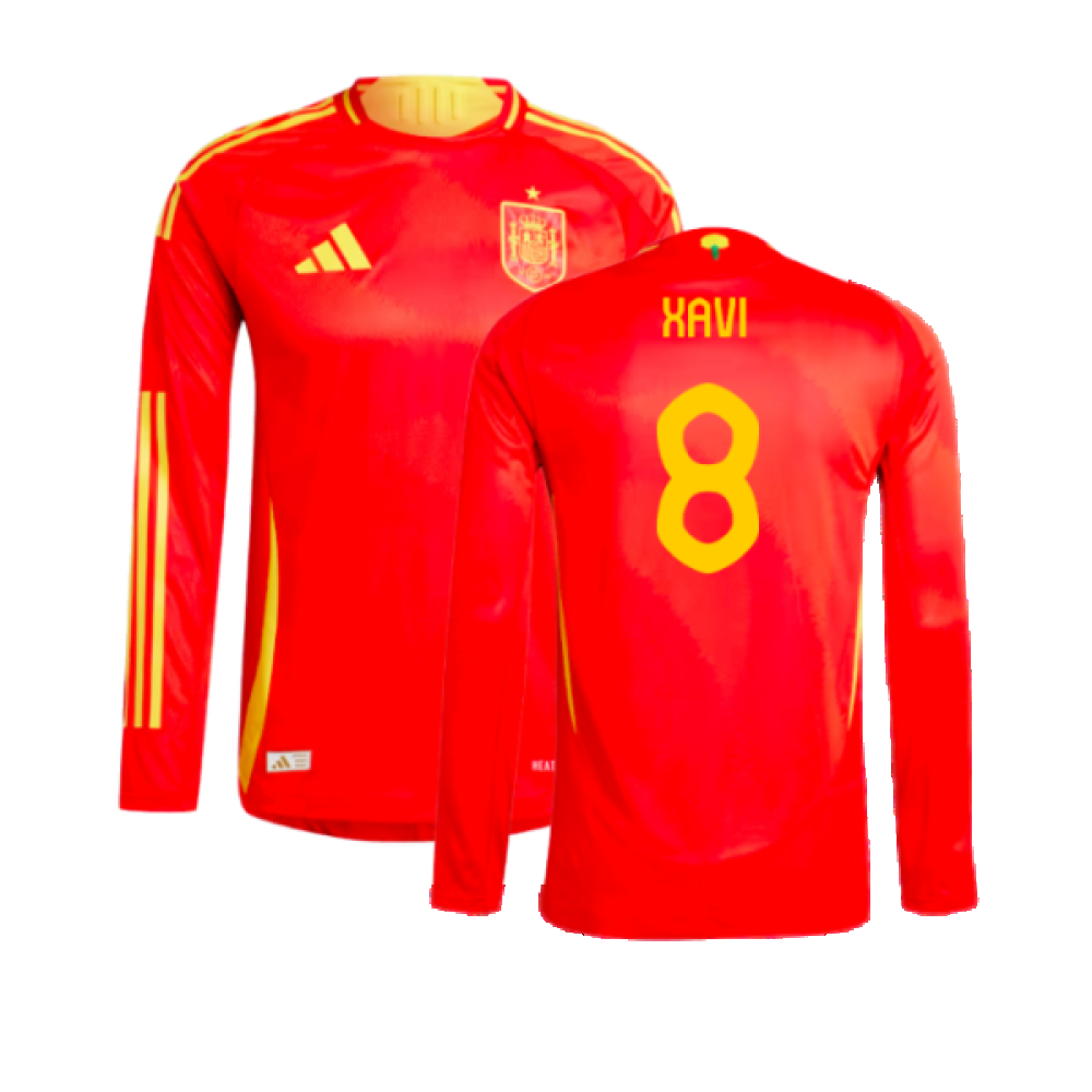 2024-2025 Spain Authentic Long Sleeve Home Shirt (Xavi 8)