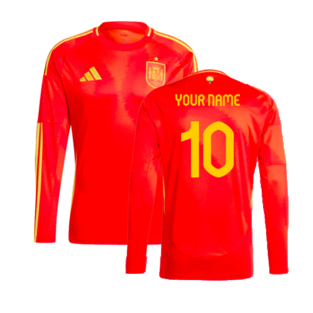 2024-2025 Spain Long Sleeve Home Shirt (Your Name)