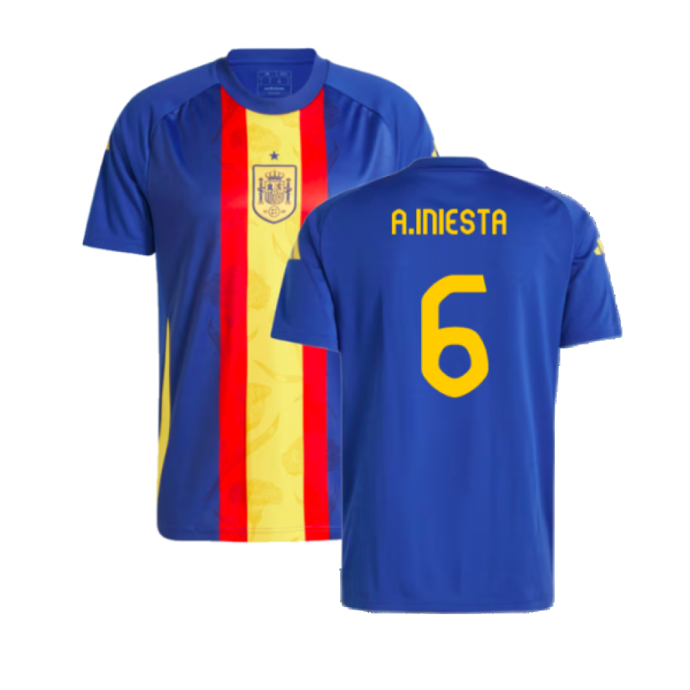 2024-2025 Spain Pre-Match Shirt (Victory Blue) (A.Iniesta 6)