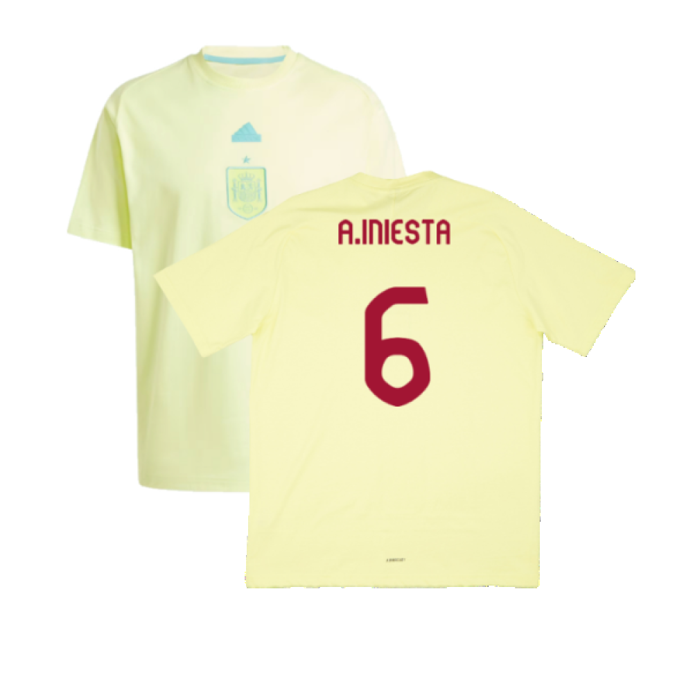 2024-2025 Spain Travel Tee (Yellow) (A.Iniesta 6)