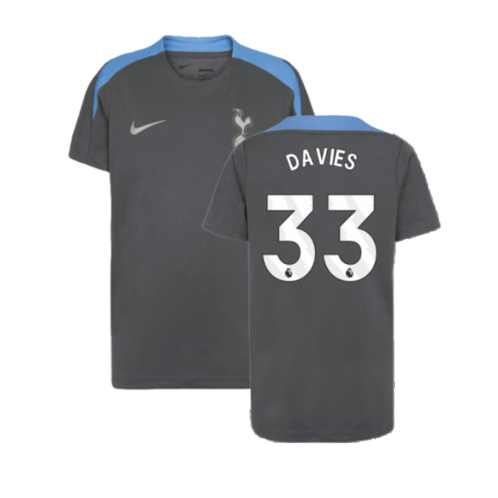 2024-2025 Tottenham Strike Dri-Fit Shirt (Dark Grey) - Kids (Davies 33)