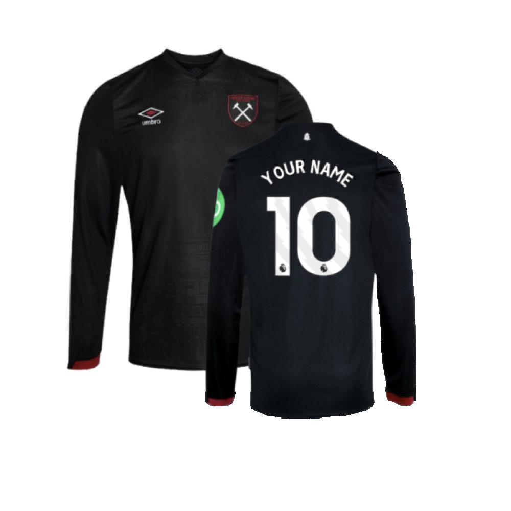 2024-2025 West Ham Long Sleeve Away Shirt (Kids) (Your Name)