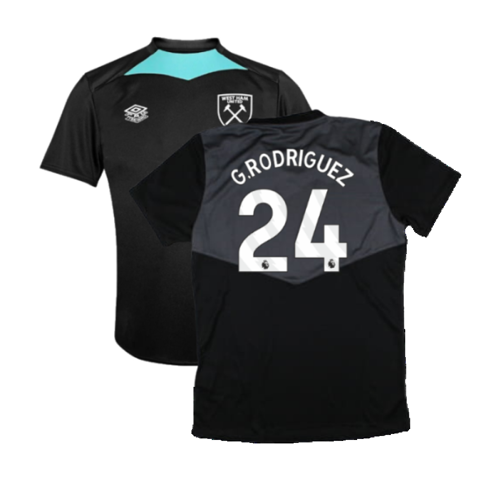 2024-2025 West Ham Training Jersey (Black) - Kids (G.Rodriguez 24)