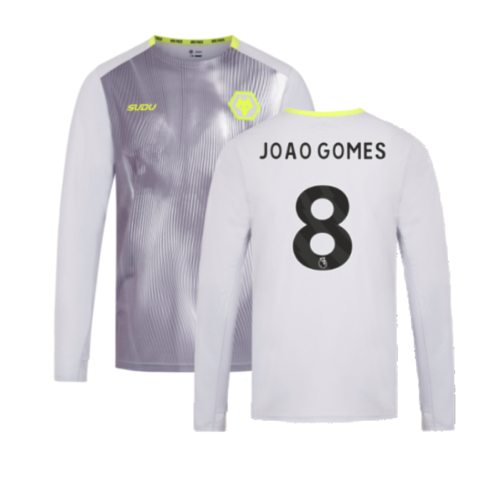 2024-2025 Wolves Players Training Long Sleeved Tee (Grey) (Joao Gomes 8)