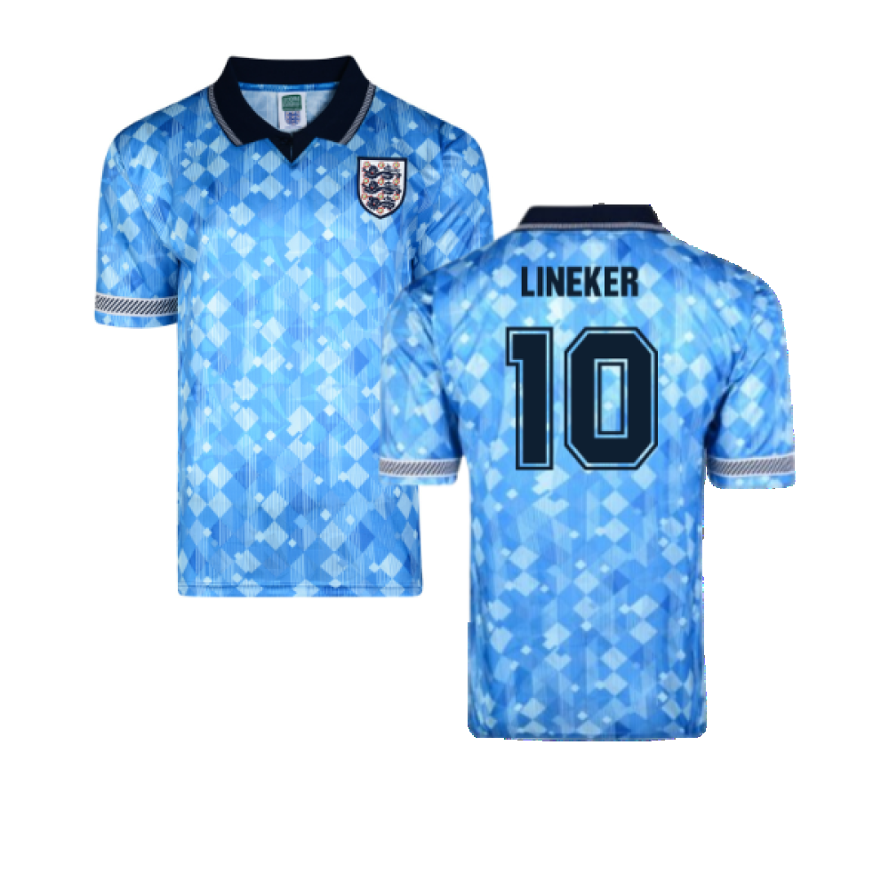 Score Draw England 1990 Third World Cup Finals Retro Football Shirt (Lineker 10)