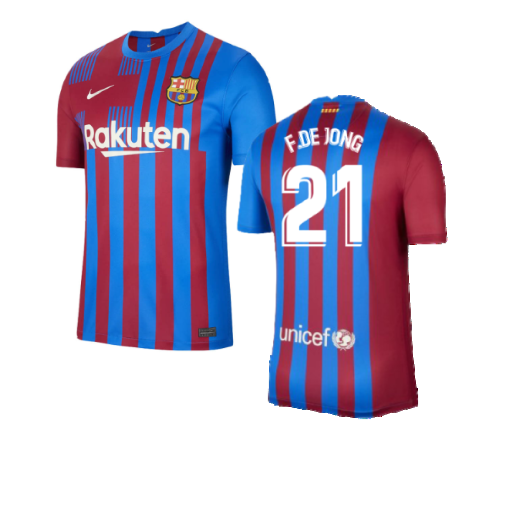 2021-2022 Barcelona Training Shirt (Blue) (F.DE JONG 21)