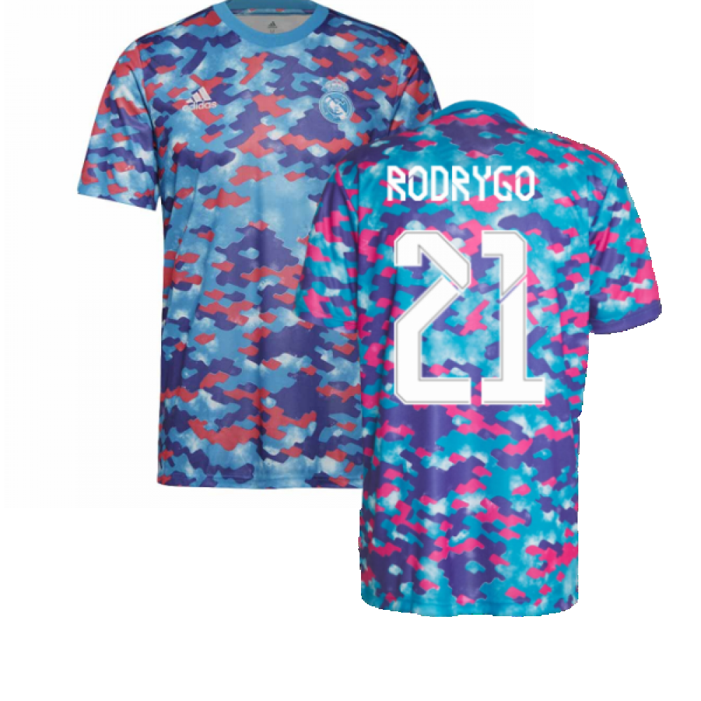 Real Madrid 2021-2022 Pre-Match Training Shirt (Pink) (RODRYGO 21)