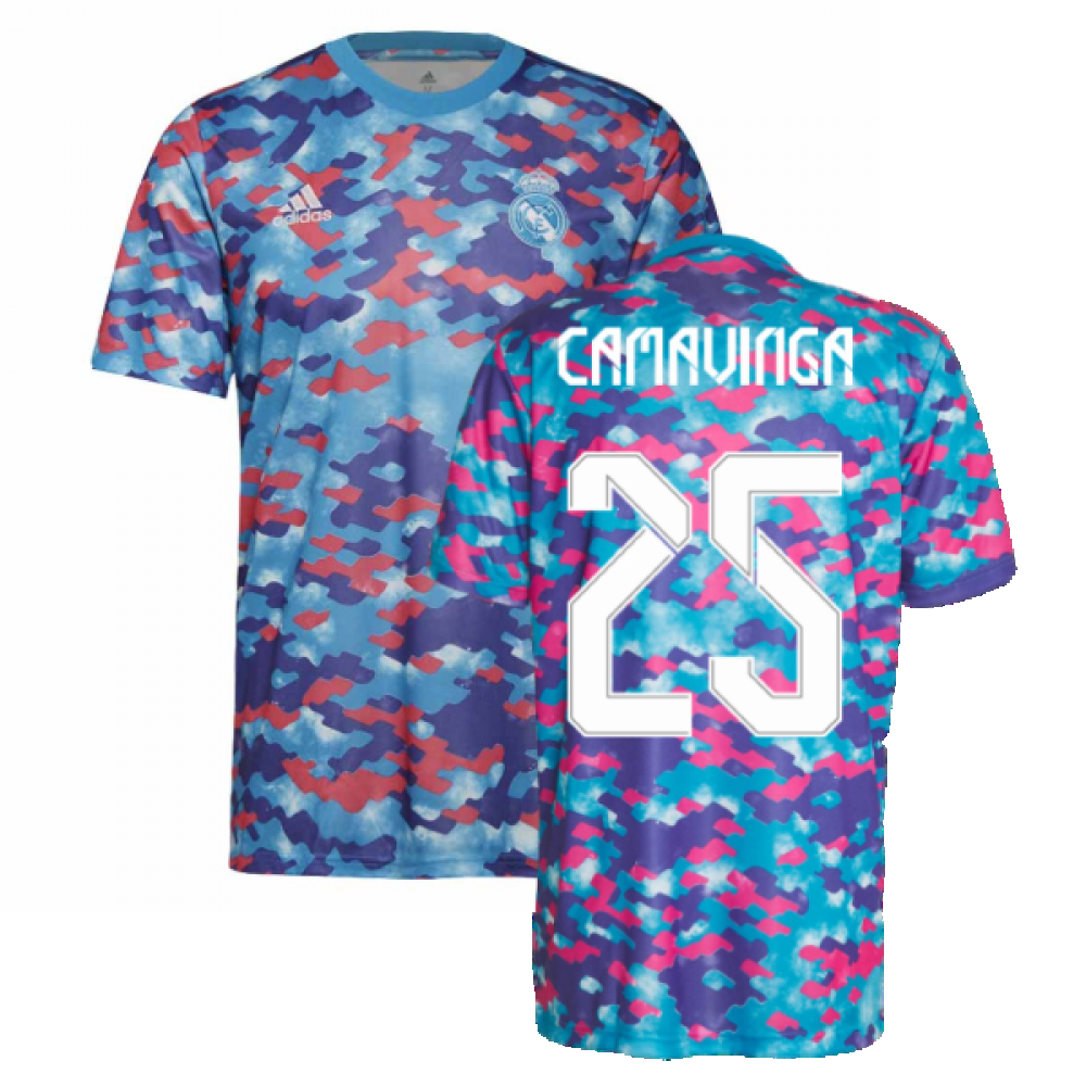 Real Madrid 2021-2022 Pre-Match Training Shirt (Pink) (CAMAVINGA 25)