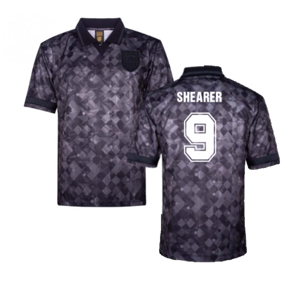 England 1990 Black Out Retro Football Shirt (Shearer 9)