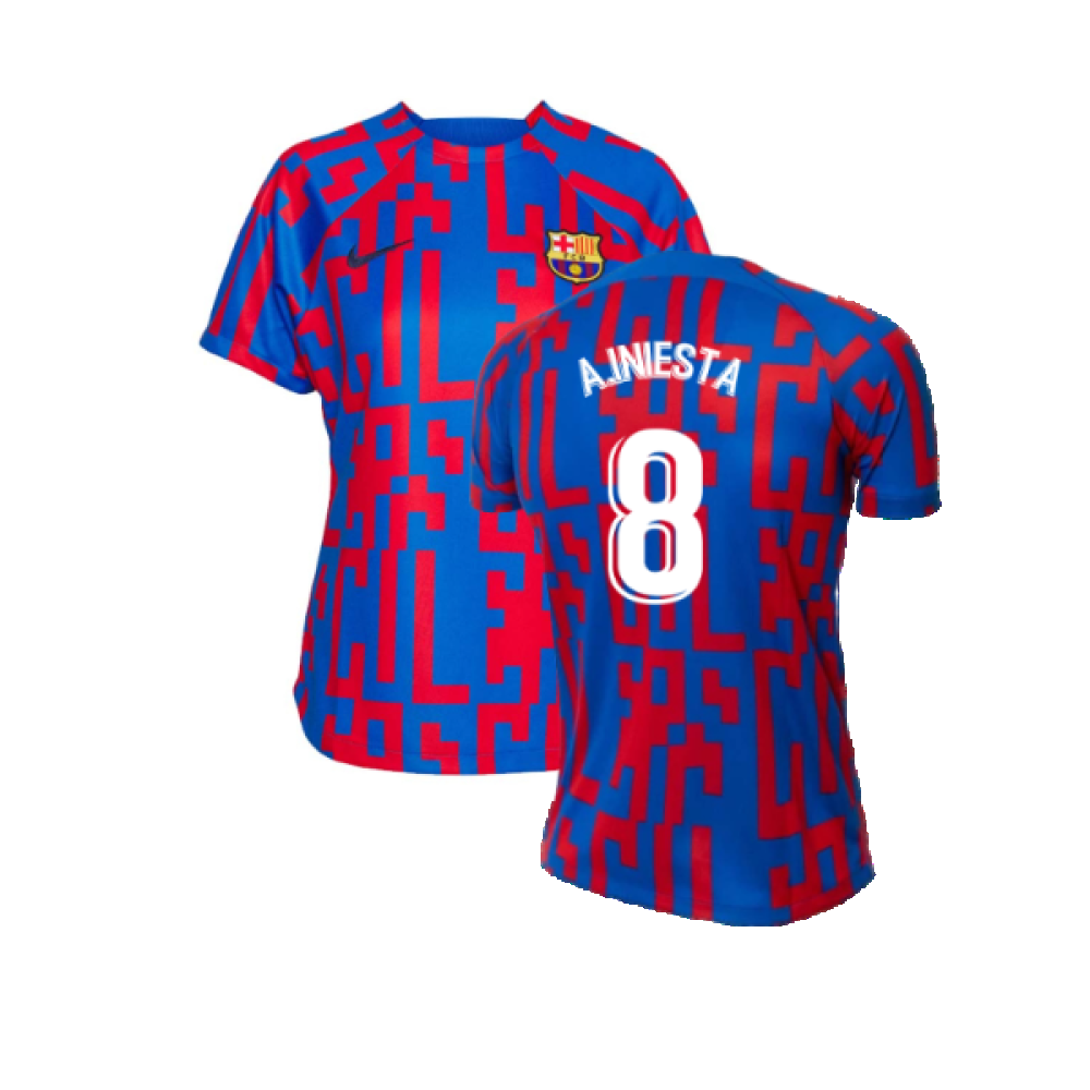 2022-2023 Barcelona Pre-Match Training Shirt (Blue) - Ladies (A.INIESTA 8)