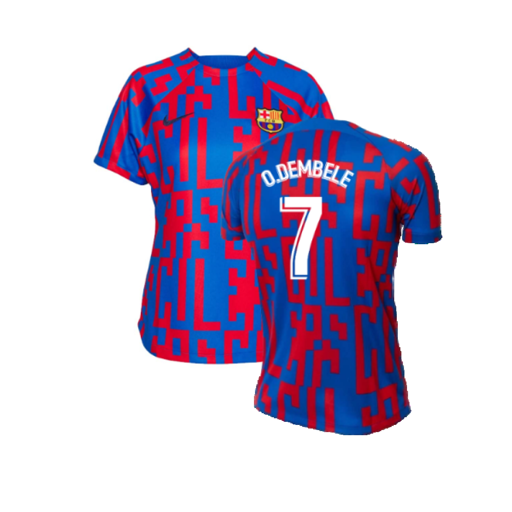 2022-2023 Barcelona Pre-Match Training Shirt (Blue) - Ladies (O.DEMBELE 7)