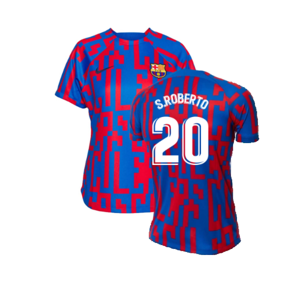 2022-2023 Barcelona Pre-Match Training Shirt (Blue) - Ladies (S.ROBERTO 20)