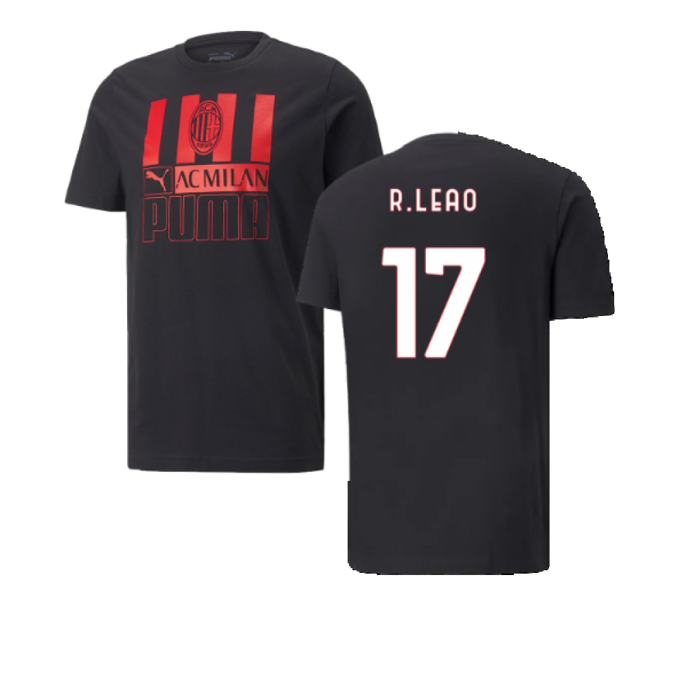 2022-2023 AC Milan FtblCore Tee (Black) (R.LEAO 17)