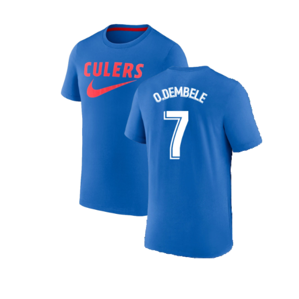 2022-2023 Barcelona Swoosh Club Tee (Blue) (O.DEMBELE 7)