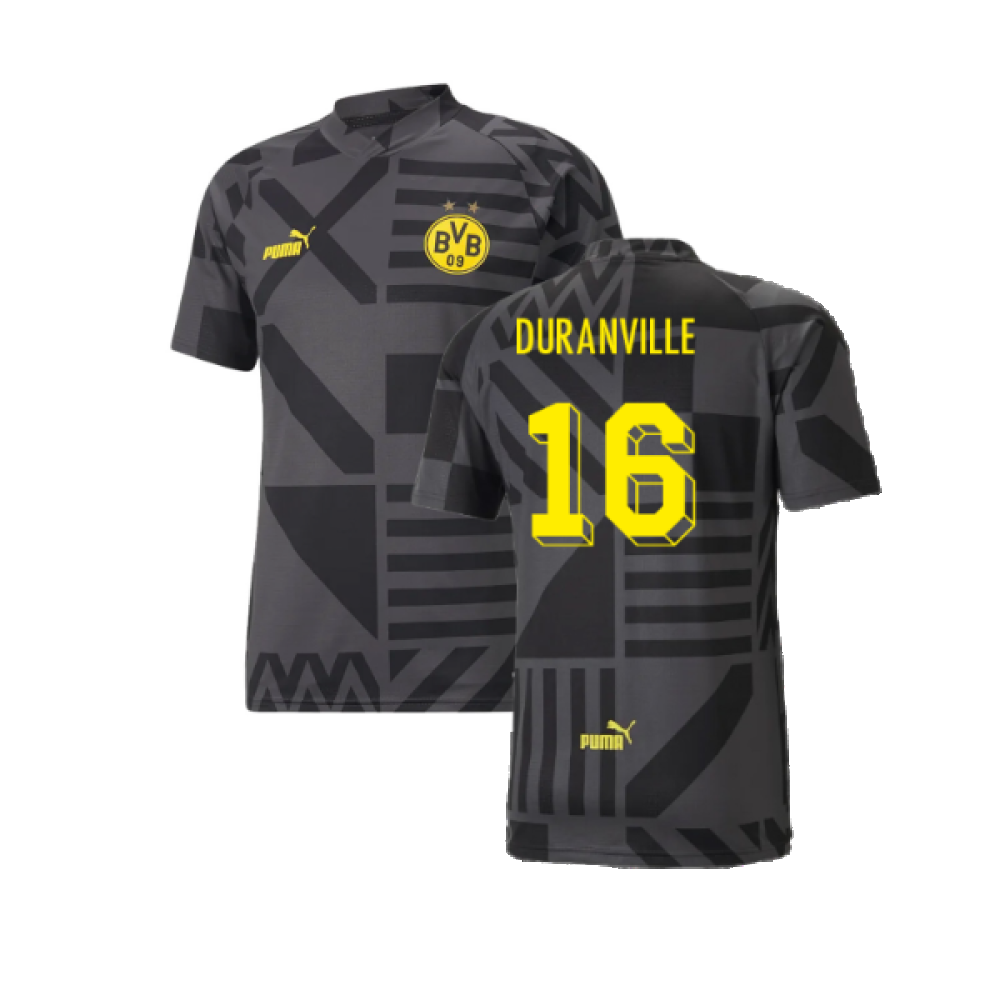 2022-2023 Borussia Dortmund Pre-Match Shirt (Black-Asphalt) (Duranville 16)