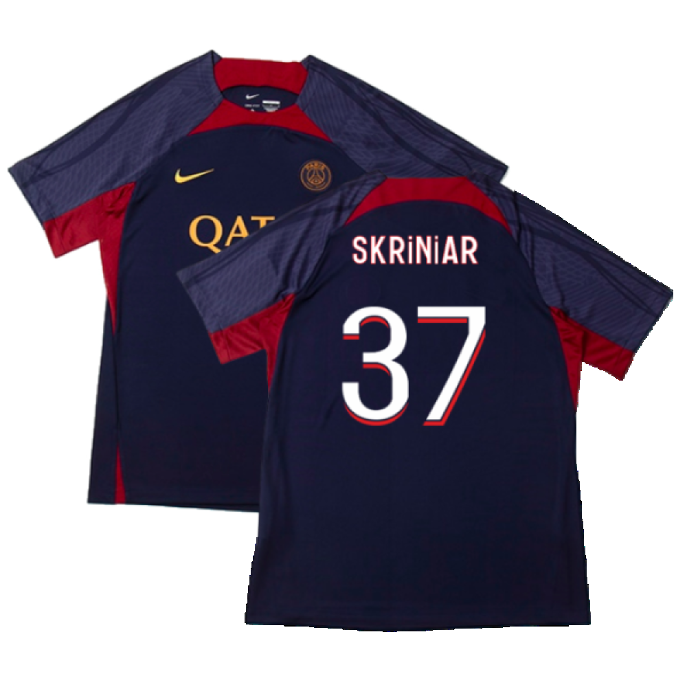 2023-2024 PSG Dri-Fit Strike Training Shirt (Navy) (Skriniar 37)