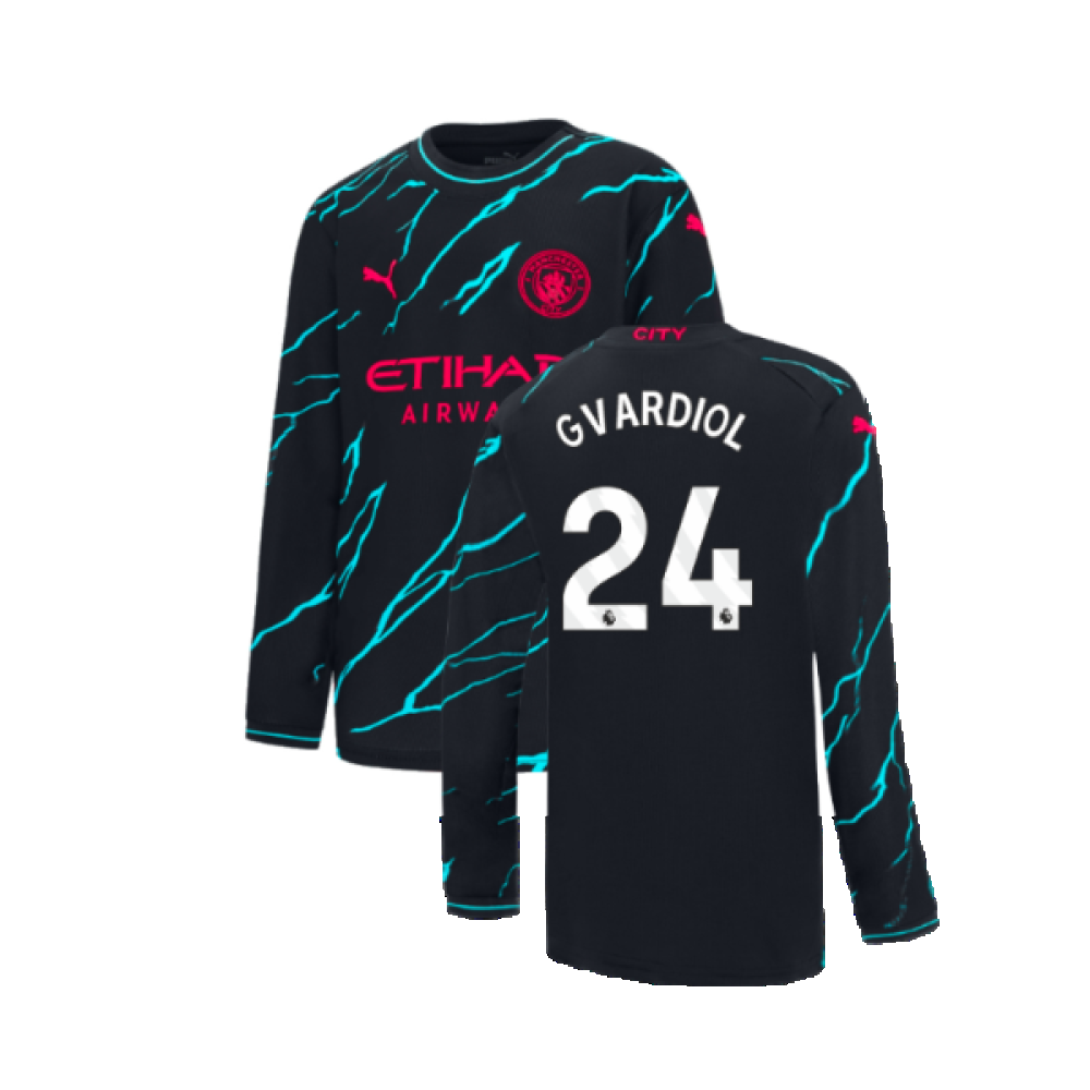 2023-2024 Man City Long Sleeve Third Shirt (Kids) (Gvardiol 24)