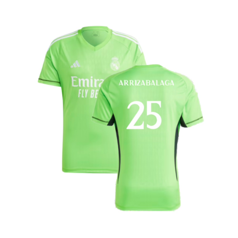 2023-2024 Real Madrid Home Goalkeeper Shirt (Solar Green) (Arrizabalaga 25)