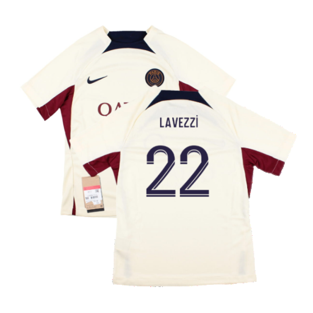 2023-2024 PSG Strike Dri-Fit Training Shirt (Cream) - Kids (Lavezzi 22)