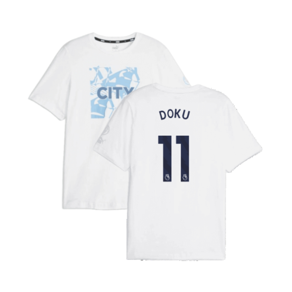 2023-2024 Man City FtblCore Graphic Tee (White) (Doku 11)