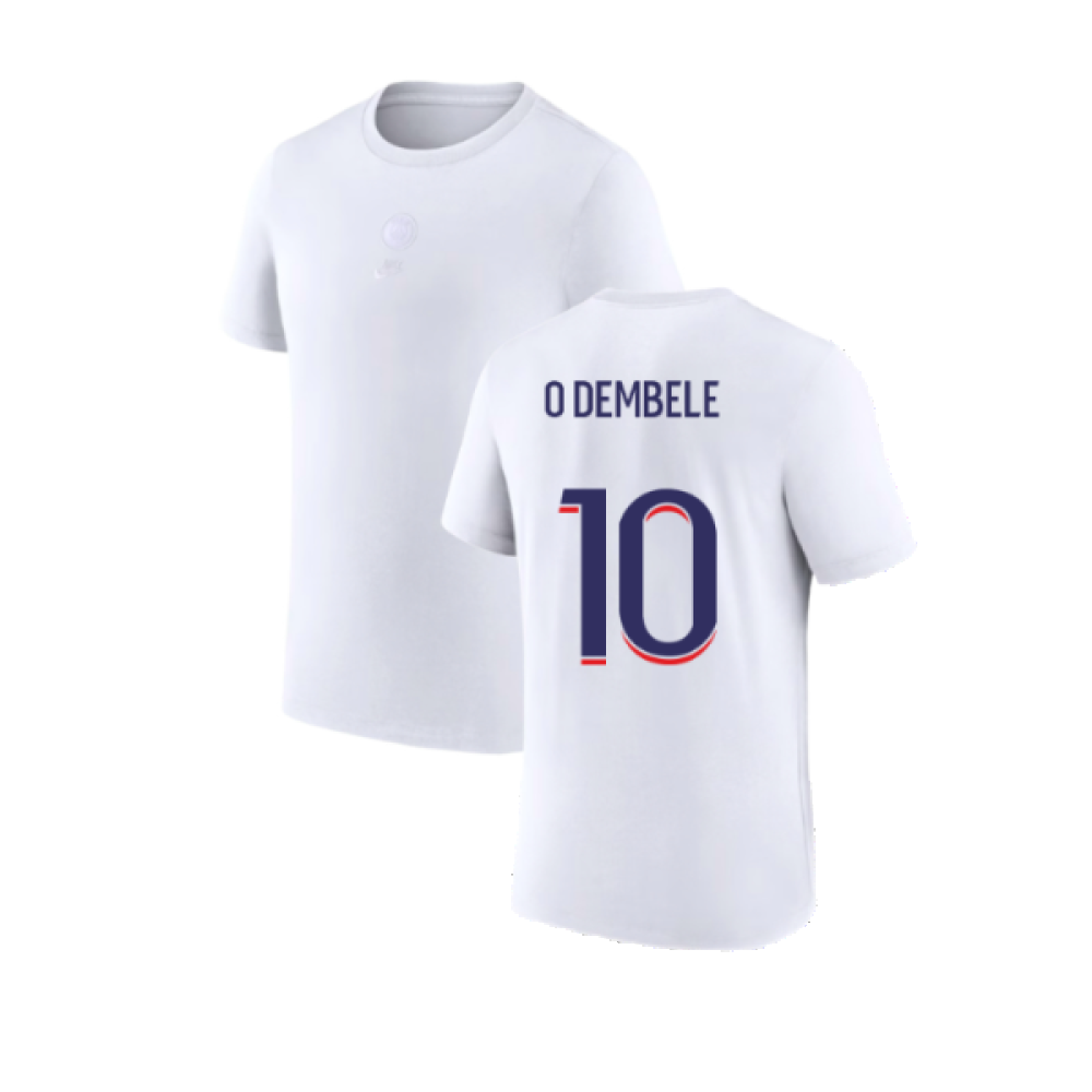 2023-2024 PSG Premium Essentials T-shirt (White) (O Dembele 10)