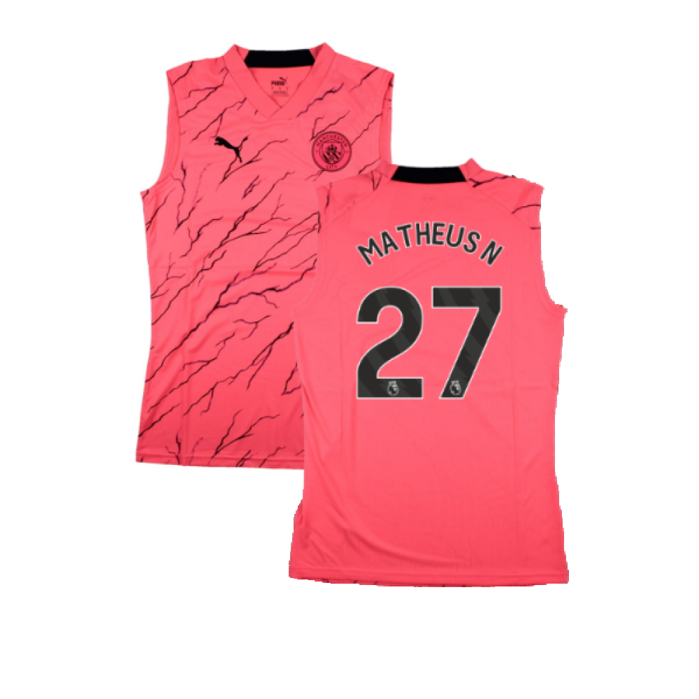 2023-2024 Man City Sleeveless Training Jersey (Sunset Glow) (Matheus N 27)