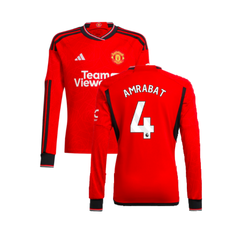 2023-2024 Man Utd Home Long Sleeve Shirt (Kids) (Amrabat 4)