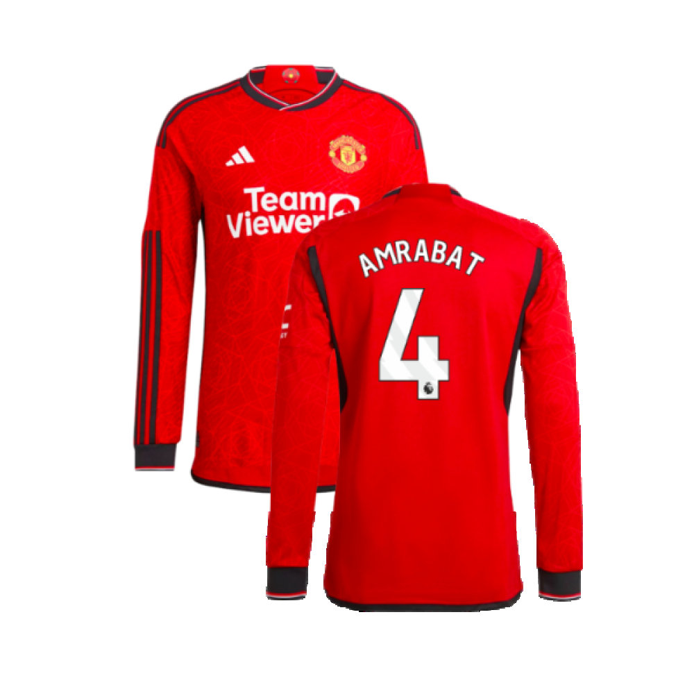 2023-2024 Man Utd Authentic Long Sleeve Home Shirt (Amrabat 4)