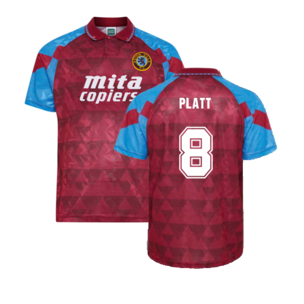 Score Draw Aston Villa 1990 Retro Football Shirt (Platt 8)