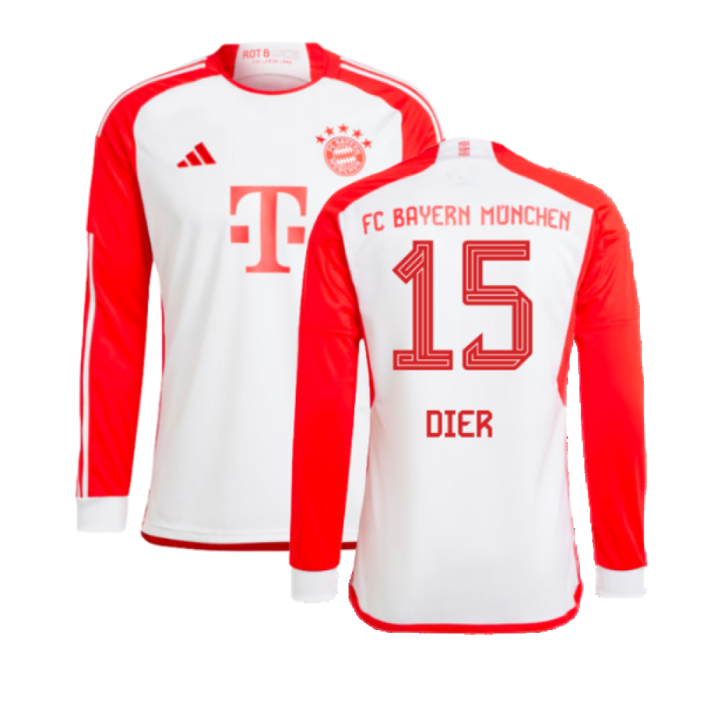 2023-2024 Bayern Munich Long Sleeve Home Shirt (Kids) (Dier 15)