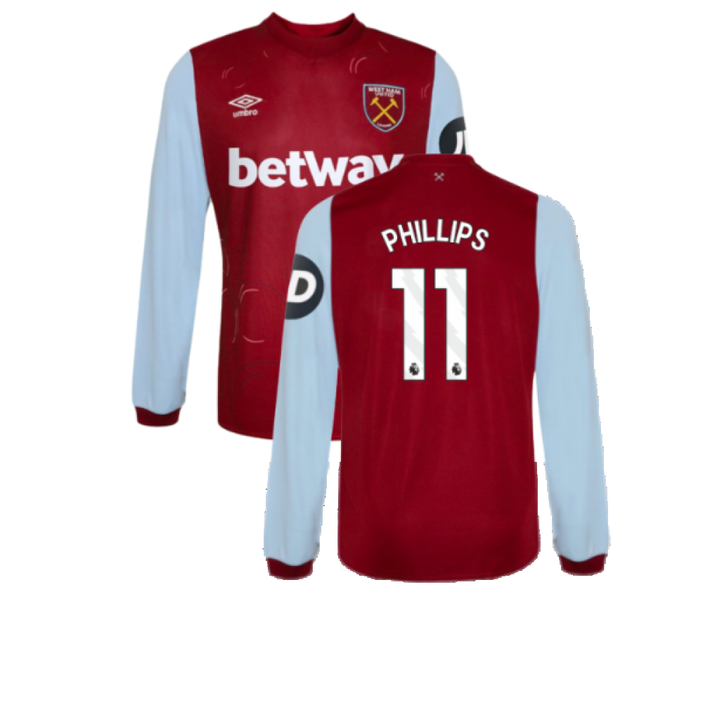 2023-2024 West Ham Long Sleeve Home Shirt (Phillips 11)