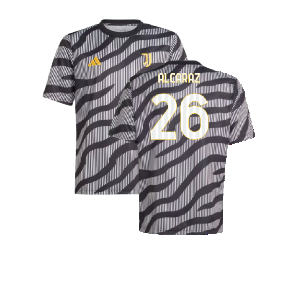 2023-2024 Juventus Pre-Match Shirt (Black) - Kids (Alcaraz 26)