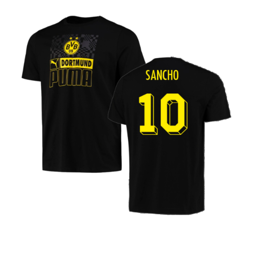 2023-2024 Borussia Dortmund FtblCore AOP Tee (Black) (Sancho 10)