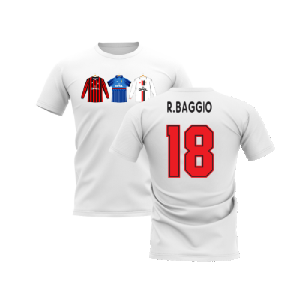 AC Milan 1995-1996 Retro Shirt T-shirt (White) (R.Baggio 18)