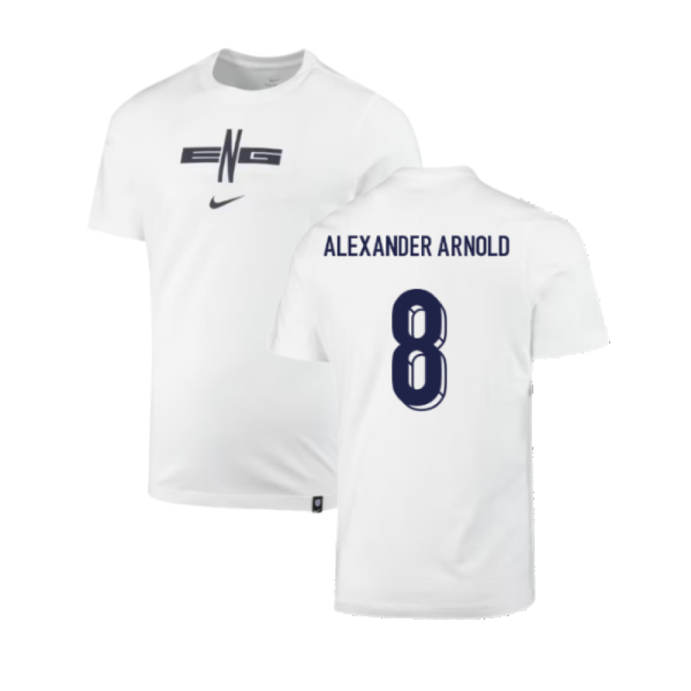 2024-2025 England Soccer T-Shirt (White) (Alexander Arnold 8)