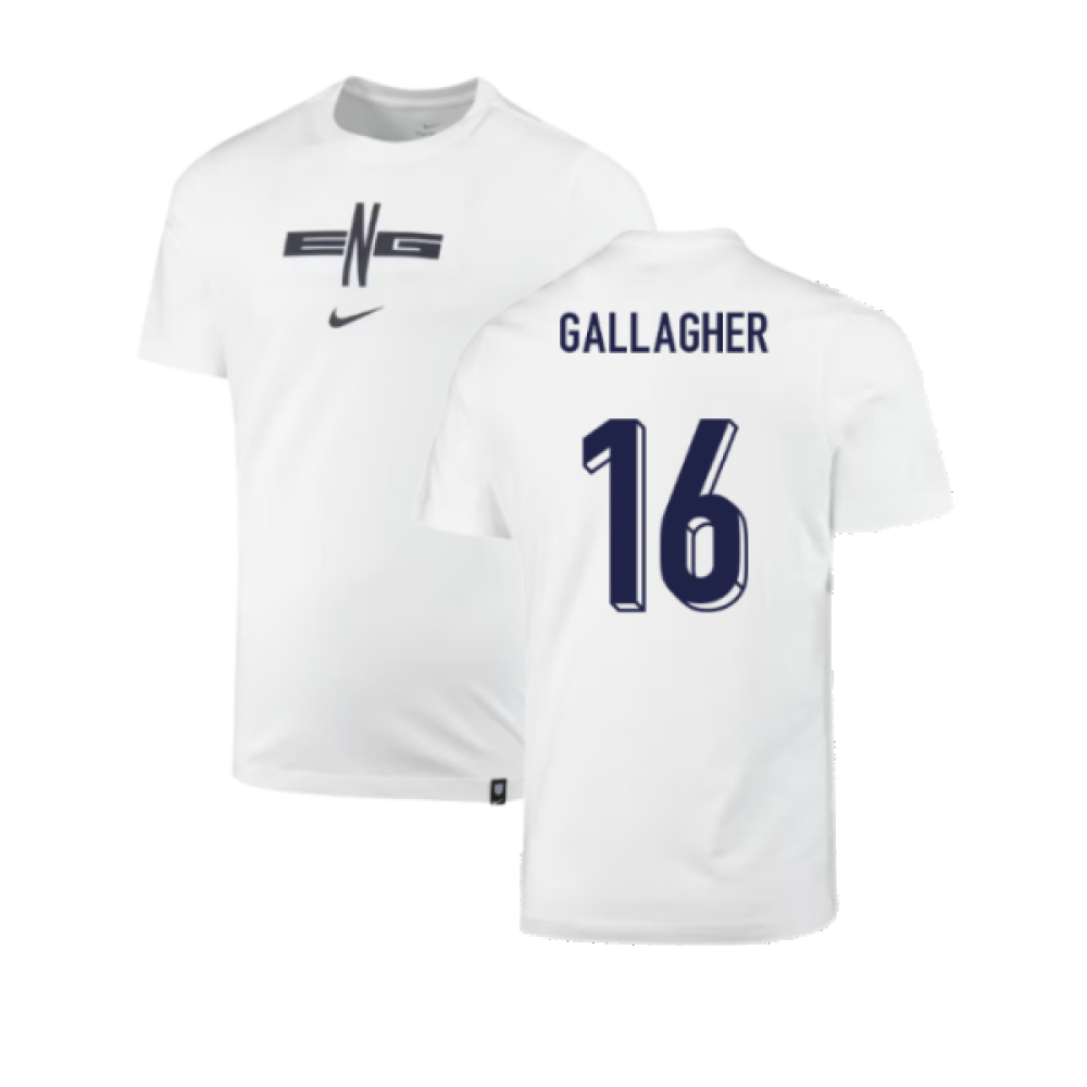 2024-2025 England Soccer T-Shirt (White) (Gallagher 16)