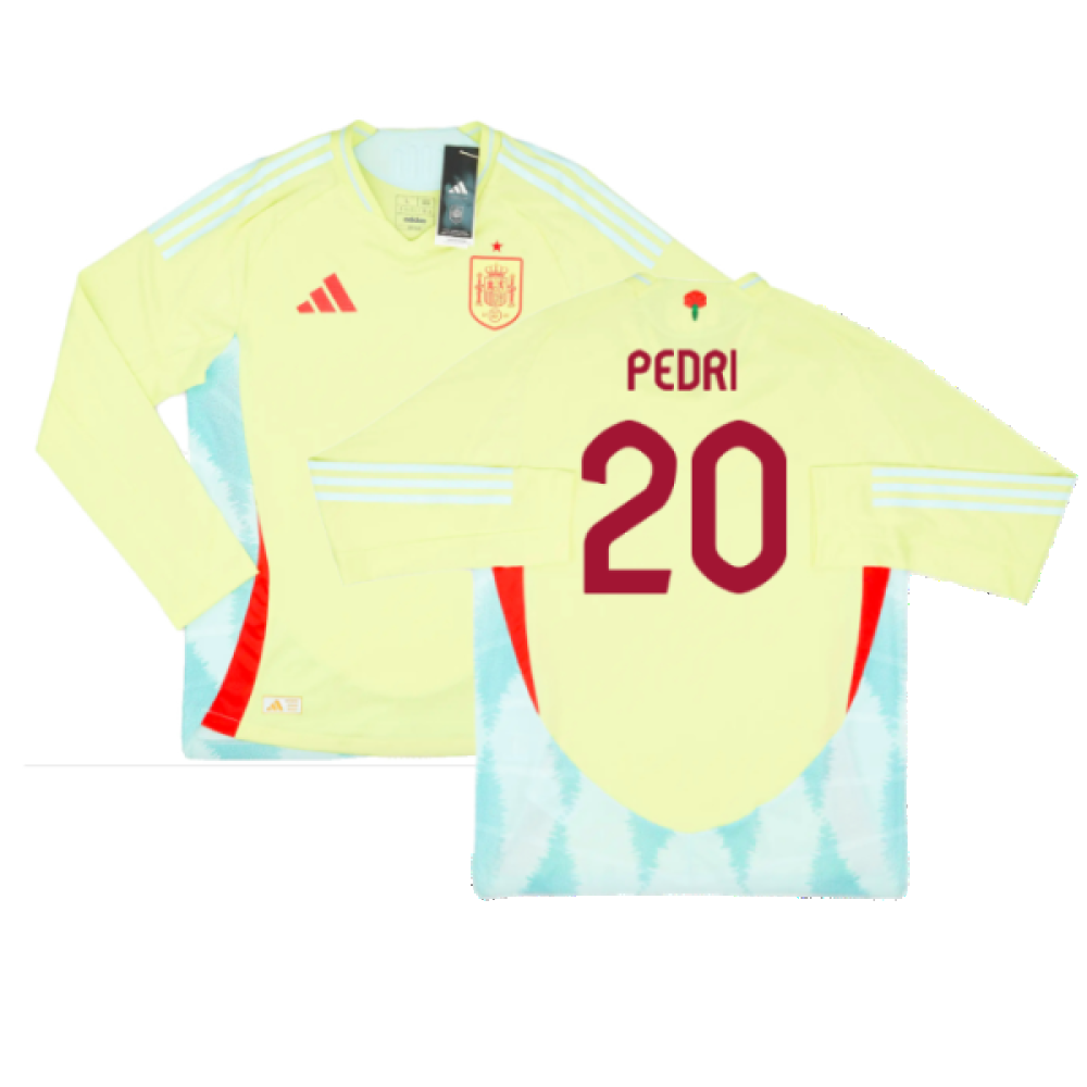 2024-2025 Spain Authentic Long Sleeve Away Shirt (Pedri 20)