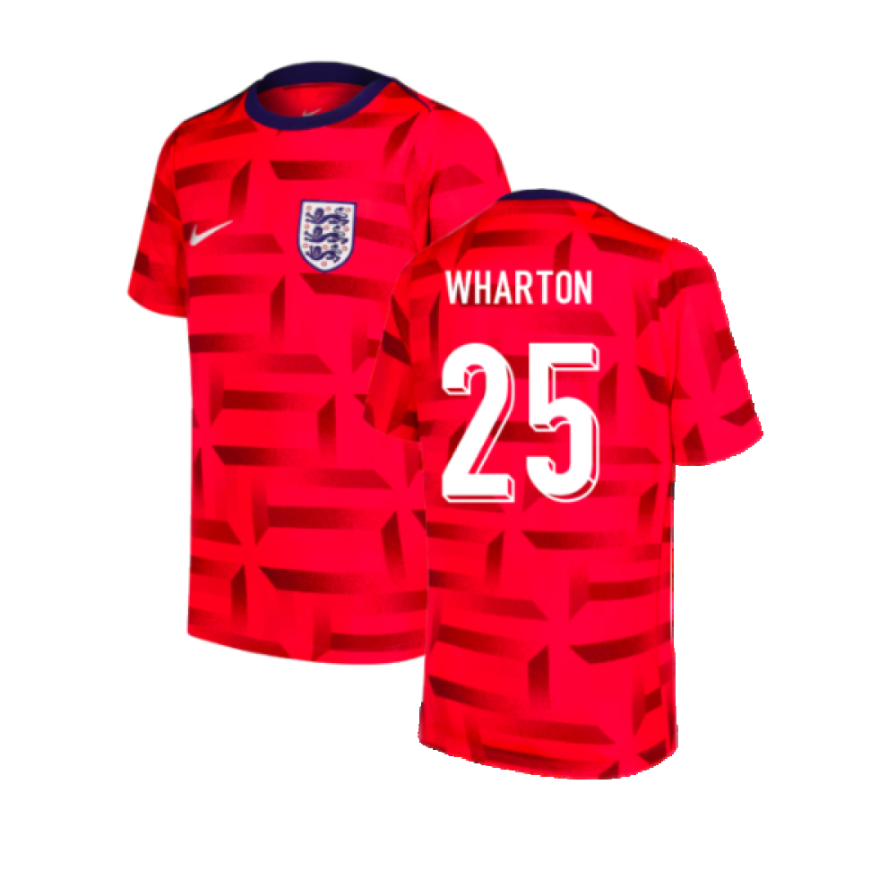 2024-2025 England Dri-FIT Pre-Match Shirt (Red) (Wharton 25)