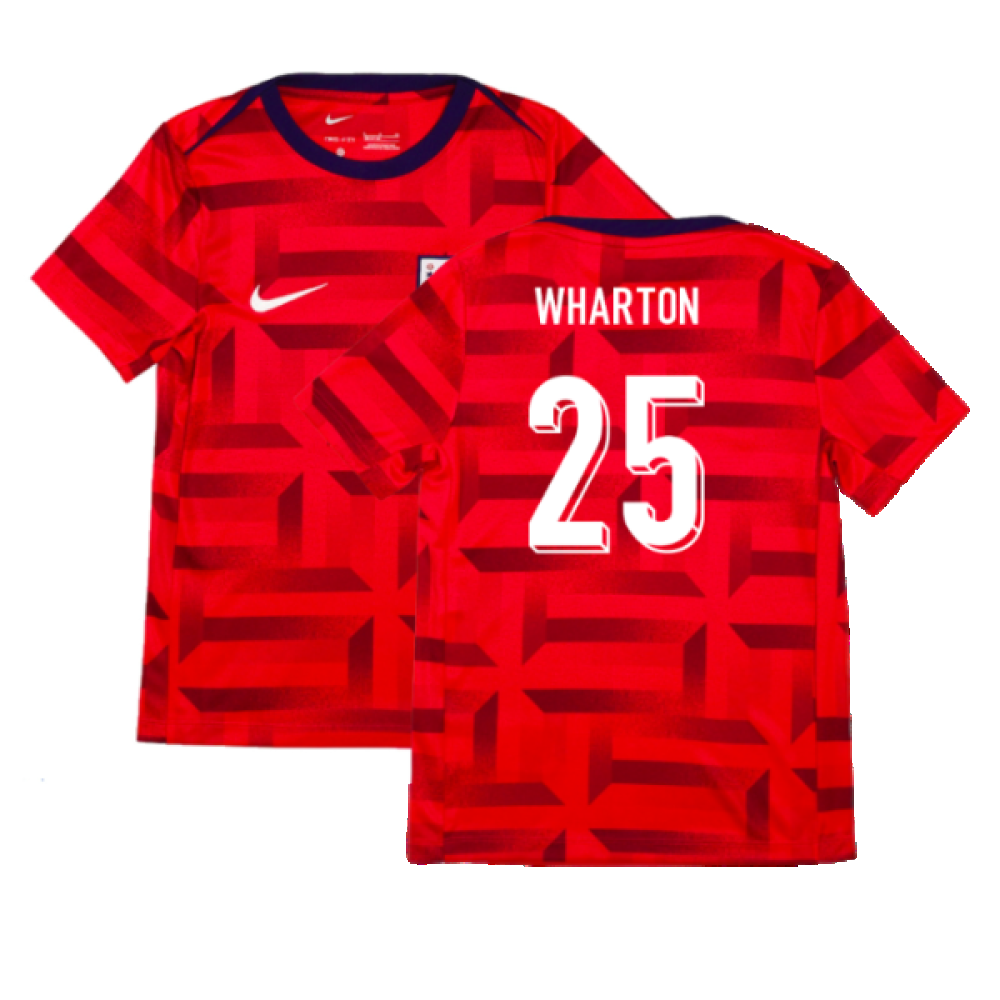 2024-2025 England Academy Pro Pre-Match Top (Siren Red) - Kids (Wharton 25)