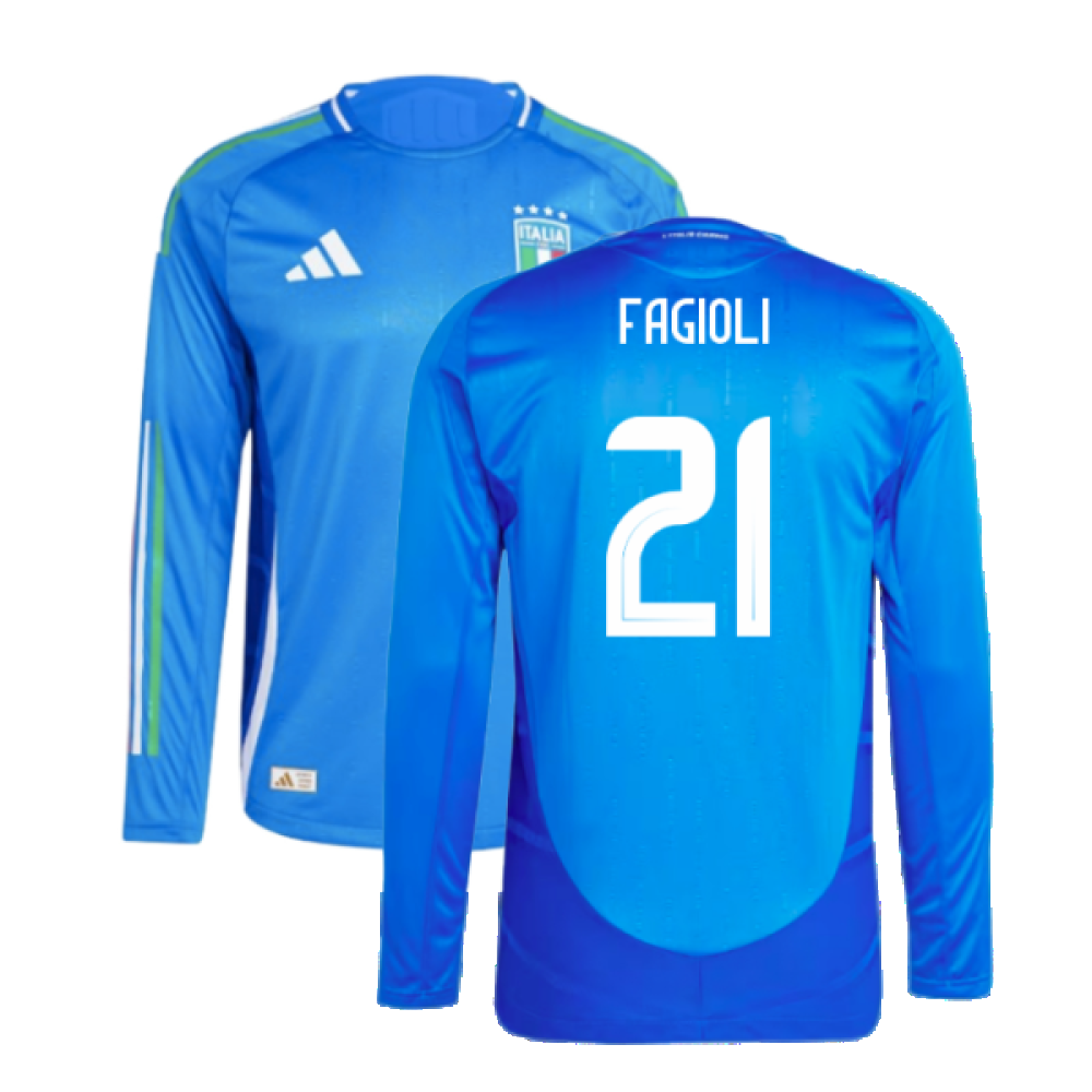 2024-2025 Italy Authentic Long Sleeve Home Shirt (FAGIOLI 21)