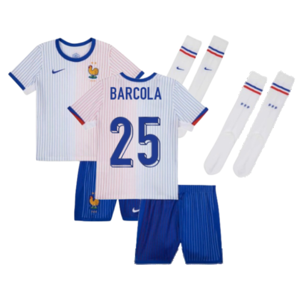 2024-2025 France Away Little Boys Mini Kit (Barcola 25)