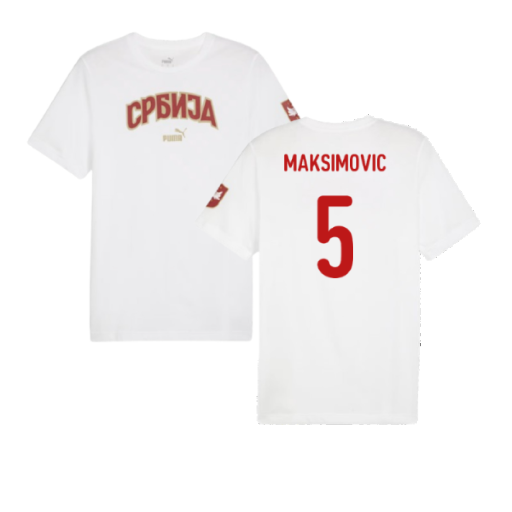 2024-2025 Serbia FtblIcons Tee (White) (Maksimovic 5)